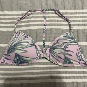 👙 EUC Purple Palm Tree Victorias Secret Bikini Top. Size Medium.